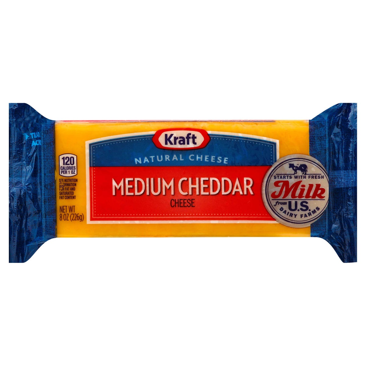 Kraft Medium Cheddar Chunk Cheese, 8 Ounce -- 12 per case