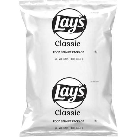 Lays Bulk Classic Regular Potato Chips, 1 Pound -- 6 per case.