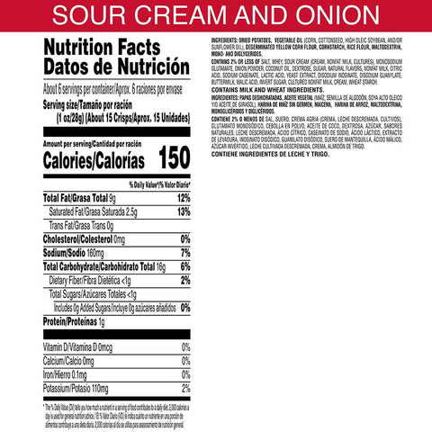 Pringles Sour Cream and Onion Crisps, 5.5 Ounce -- 14 per case.