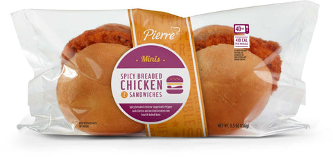 Pierre Mini Twin Spicy Breaded Chicken Sandwich, 5.5 Ounce -- 24 per case.