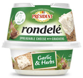 President Rondele Garlic and Herbs Spreadable Cheese with Crackers, 3.28 Ounce -- 8 per case