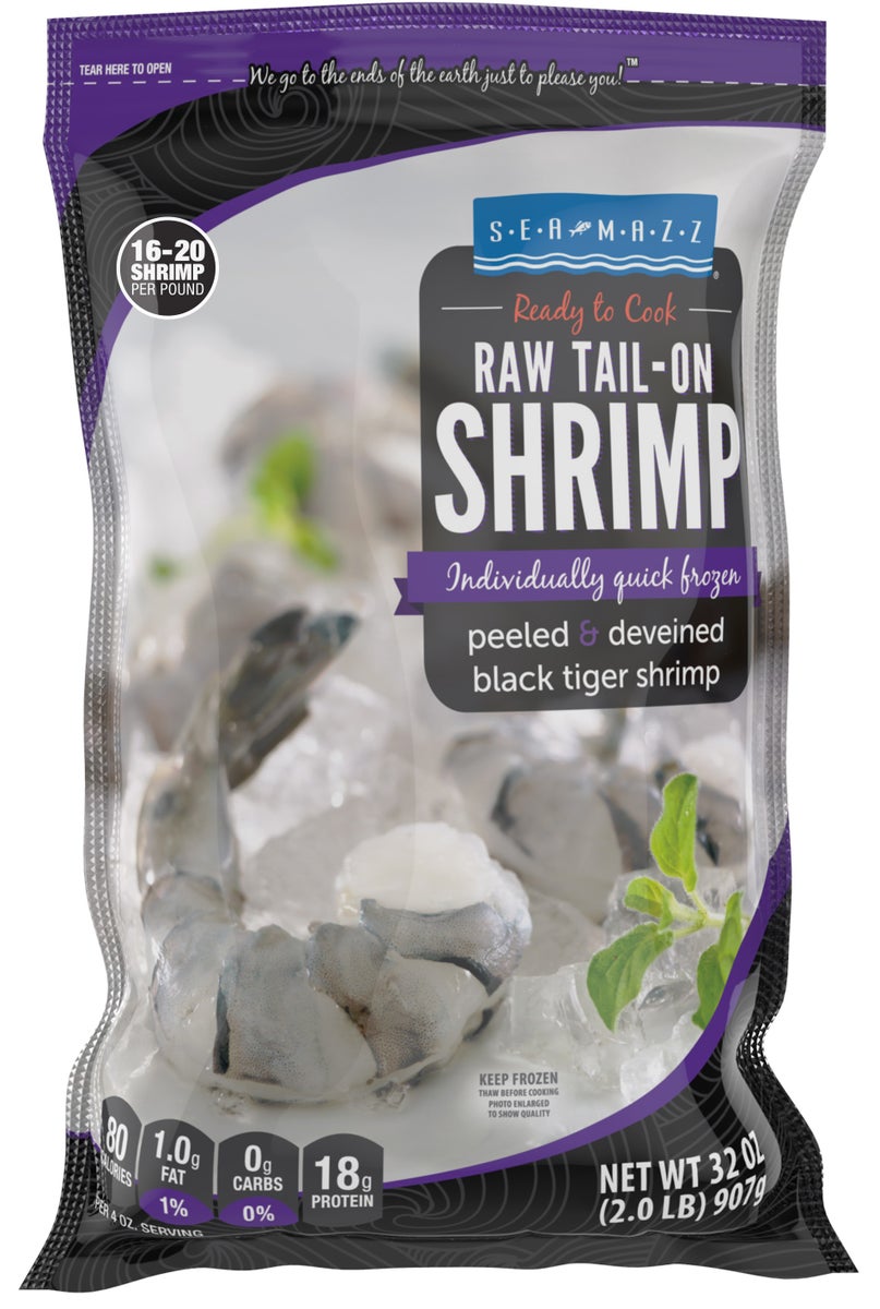 Seamazz 16-20 Peeled and Deveined Raw Tail On Black Tiger Shrimp