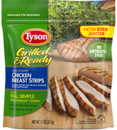 Tyson Grilled and Ready Fully Cooked Grilled Chicken Breast Strip, 0.688 Pound -- 8 per case