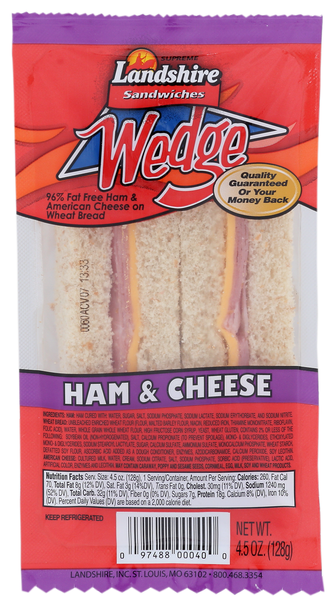 Landshire® SANDWICH WEDGE SMOKED HAM & CHEESE IW 4.5 OZ