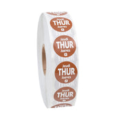 National Checking LABEL TRILINGUAL CIRCLE BROWN THURSDAY .75