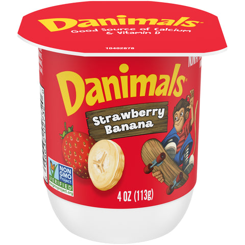 Danimals Strawberry Banana Nonfat Yogurt , 4 Ounce Cup -- 48 per case.
