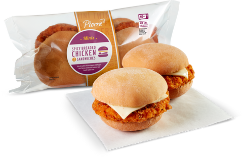 Pierre Mini Twin Spicy Breaded Chicken Sandwich, 5.5 Ounce -- 24 per case.