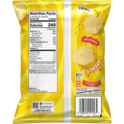 Lays Regular Potato Chips, 1.5 Ounce - 64 per pack.