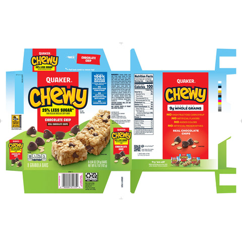 Quaker Chewy GRANOLA BAR CHEWY CHOCOLATE CHIP REDUCED SUGAR