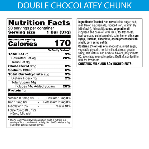 Kellogg's® SNACK BAR RICE KRISPIES TREATS® DOUBLE CHOCOLATEY CHUNK