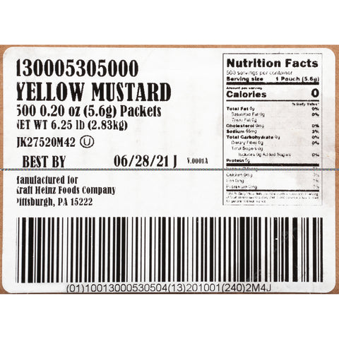 Heinz Single Serve Mild Mustard, 0.2 Ounce -- 500 per case