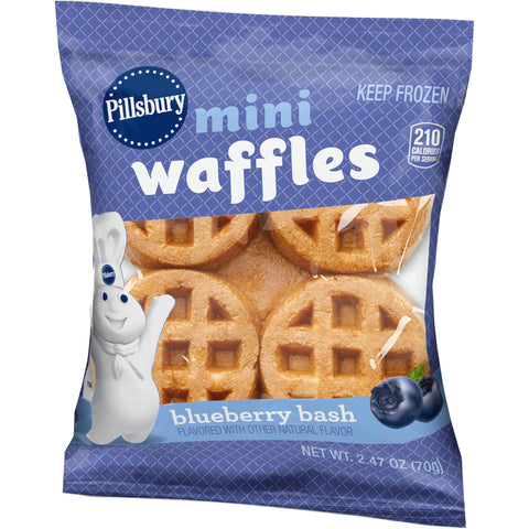Pillsbury Blueberry Bash Mini Waffles, 2.47 Ounce -- 72 per case.