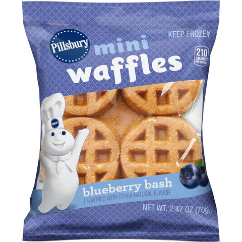 Pillsbury Blueberry Bash Mini Waffles, 2.47 Ounce -- 72 per case.