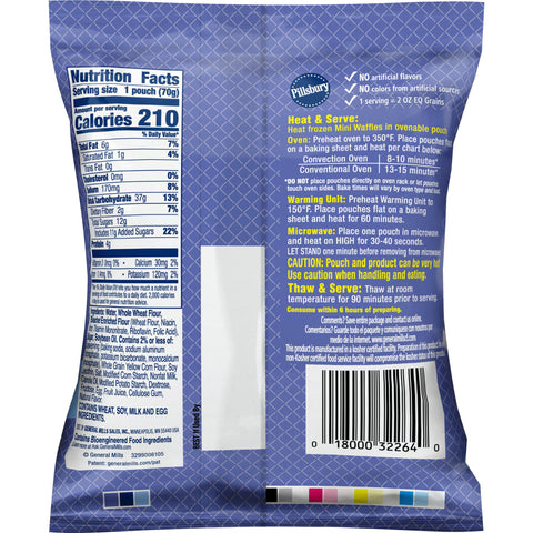 Pillsbury Blueberry Bash Mini Waffles, 2.47 Ounce -- 72 per case.