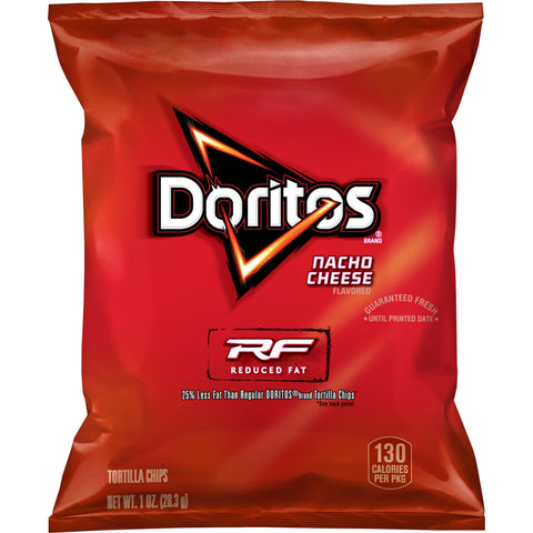 Doritos Reduced Fat Single Serve Nacho Cheese Tortilla Chips, 1 Ounce -- 72 per case.