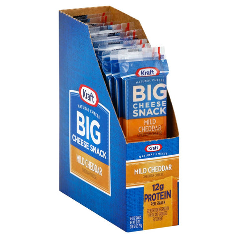 Kraft Mild Cheddar Big Cheese Snack, 2 Ounce -- 28 per case.