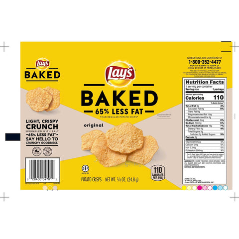 Lays Oven Baked Original Potato Crisps, 0.875 Ounce -- 60 per case.