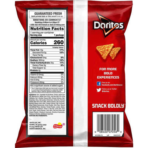 Doritos Nacho Cheese Tortilla Chips, 1.75 Ounce -- 64 per case.