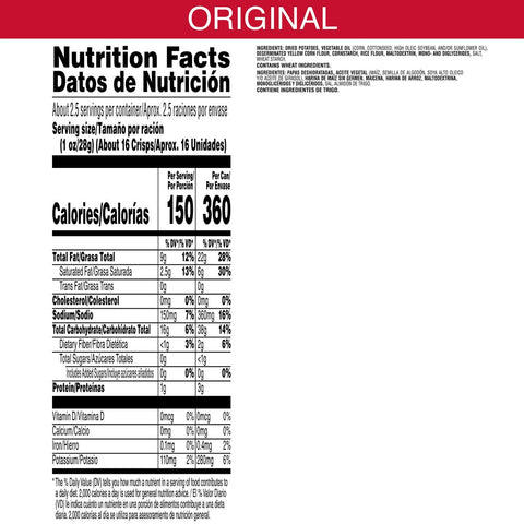 Pringles Large Original Grab and Go, 2.38 Ounce -- 12 per case.