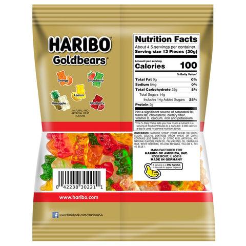 Haribo Gold Bears Gummy Candy, 5 Ounce -- 12 per case.