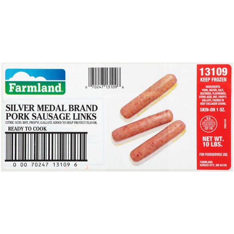 Farmland Silver Medal 58 Percent Lean Smoked Pork Sausage Link, 1 Ounce.