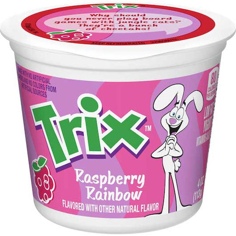 Yoplait Trix Raspberry Rainbow Yogurt, 4 Ounce -- 48 per case.