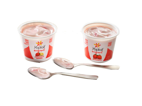 Yoplait Original Strawberry and Strawberry Banana Yogurt, 4 Ounce -- 48 per case.