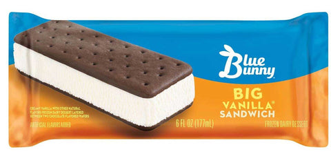 Blue Bunny Big Vanilla Ice Cream Sandwich Bar, 6 Fluid Ounce -- 24 per case