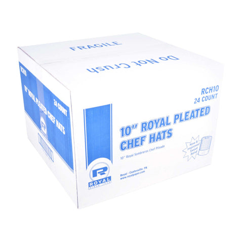 Royal Pleated Chef Hat with Comfort Band, 10 inch -- 24 per case.
