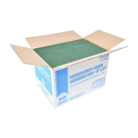 Royal Medium Duty Green Scouring Pad, 20 count per pack.