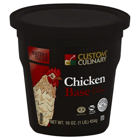Custom Culinary Low Sodium Chicken Flavor, Soup Base, 1 Pound Jars -- 6 Per Case