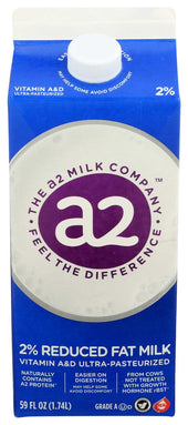 A2 Milk 2 Percent Reduced Fat Milk, 59 Fluid Ounce -- 6 per case
