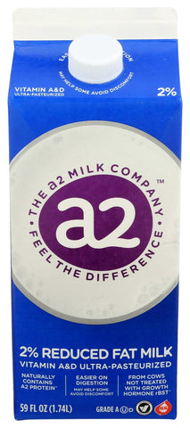 A2 Milk 2 Percent Reduced Fat Milk, 59 Fluid Ounce -- 6 per case