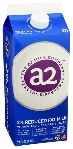 A2 Milk 2 Percent Reduced Fat Milk, 59 Fluid Ounce -- 6 per case