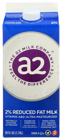 A2 Milk 2 Percent Reduced Fat Milk, 59 Fluid Ounce -- 6 per case