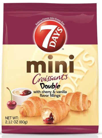 7 Days Cherry and Vanilla Mini Croissant, 2.12 Ounce - 5 count per pack -- 6 packs per case