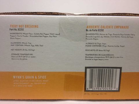Wynns Grain and Spice Fiery Hot Breading, 25 Pound.