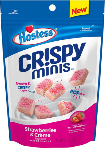 Hostess Crispi Minis Strawberries and Creme Wafers, 4 Ounce -- 6 per case