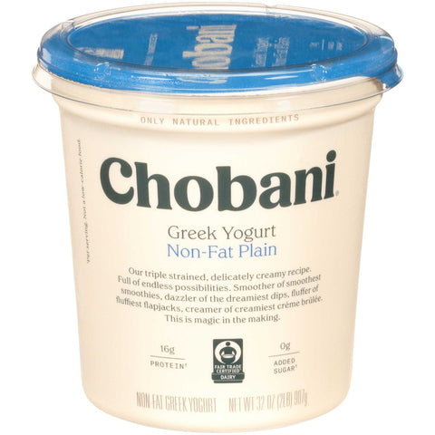 Chobani Non Fat Plain Greek Yogurt, 32 Ounce -- 6 per case