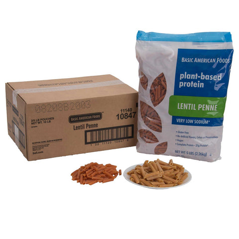 Basic American Foods Complete Protein Lentil Penne, 5 Pound -- 2 per case.