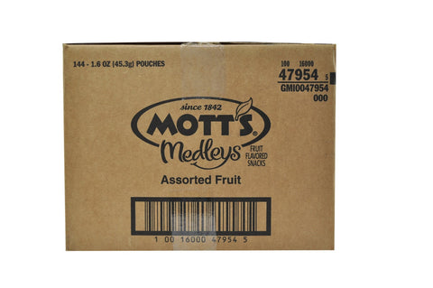 Motts Assorted Fruit Snacks, 1.6 Ounce -- 144 per case.