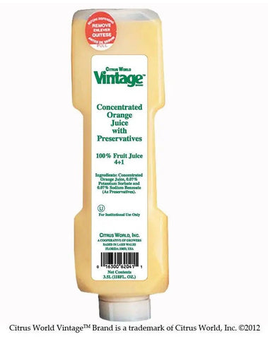 Vintage 100 Percent 4 Plus 1 Concentrated Orange Juice, 3.5 Liter -- 3 per case.