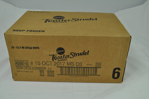 Pillsbury Cream Cheese Strawberry Toaster Strudel, 11.7 Ounce -- 12 per case.