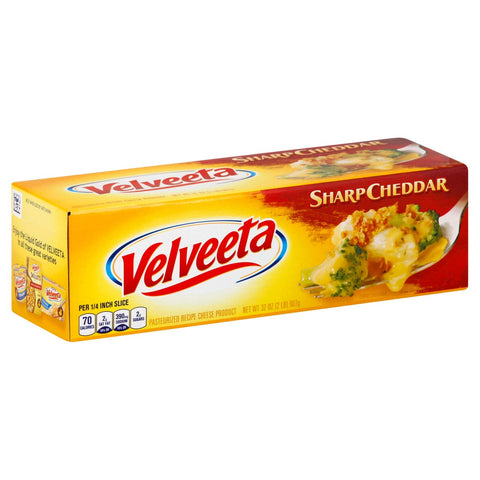 Velveeta Processed Sharp Cheddar Cheese Loaf, 2 Pound -- 12 per case.