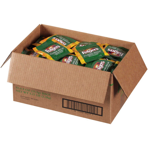 Folgers Classic Decaf Ground Coffee - 0.9 oz packet, 92 packets per case