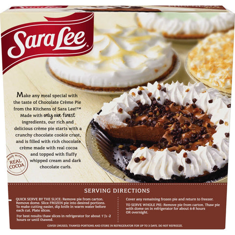 Sara Lee Chocolate Creme Pie, 1.225 Pound -- 6 per case.