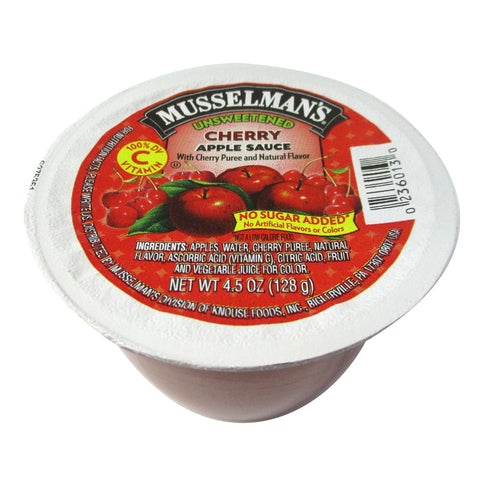 Musselmans Unsweetened Cherry Apple Sauce, 4.5 Ounce Cup -- 96 per case.