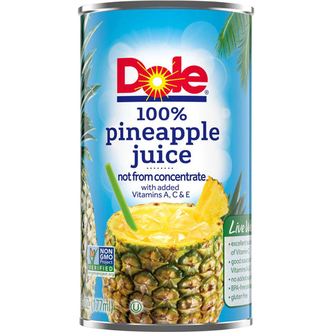 Dole Pineapple Juice, 6 Ounce -- 48 per case.