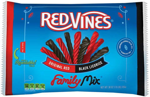Red Vines Family Mix Original Red Black Licorice Twists Candy, 30 Ounce Bag -- 12 per case