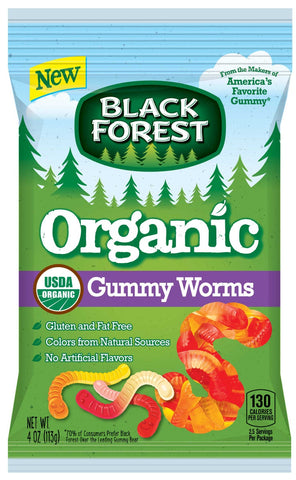 Black Forest Organic Gummy Worms, 4 Ounce Peg Bag -- 12 per case.